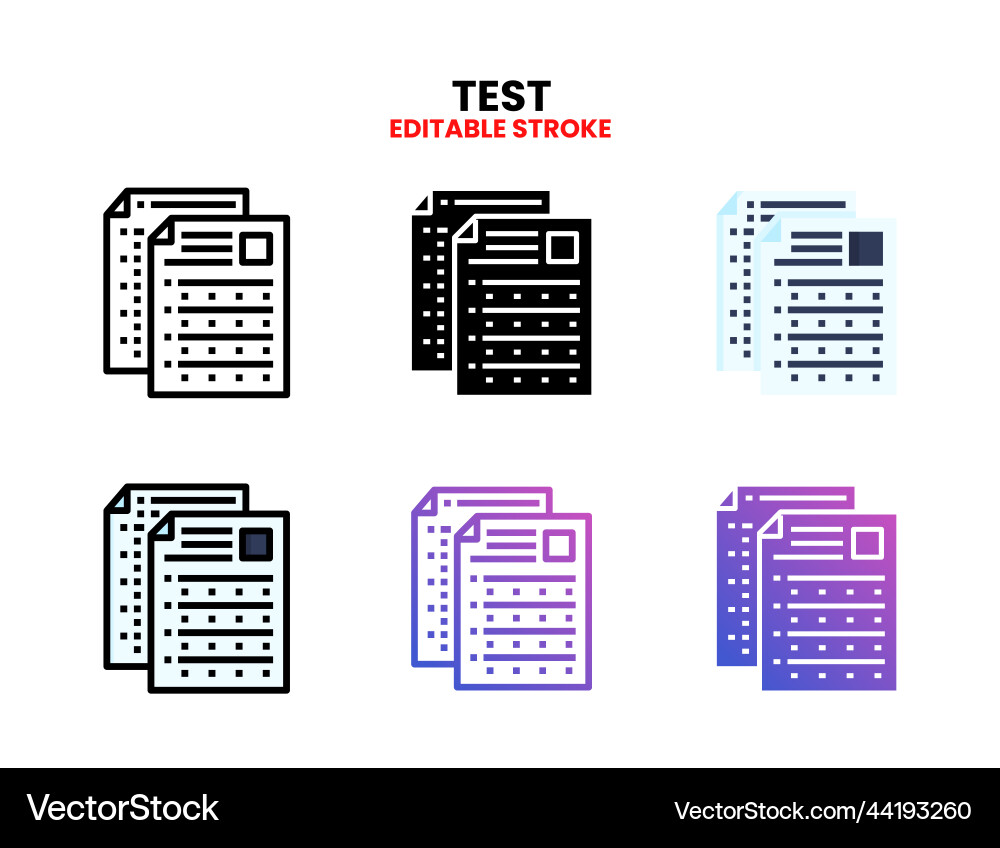 Test icon set with different styles vector image