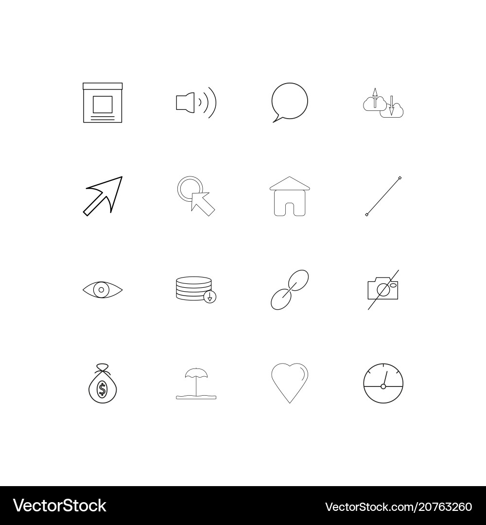 User interface linear thin icons set outlined vector image