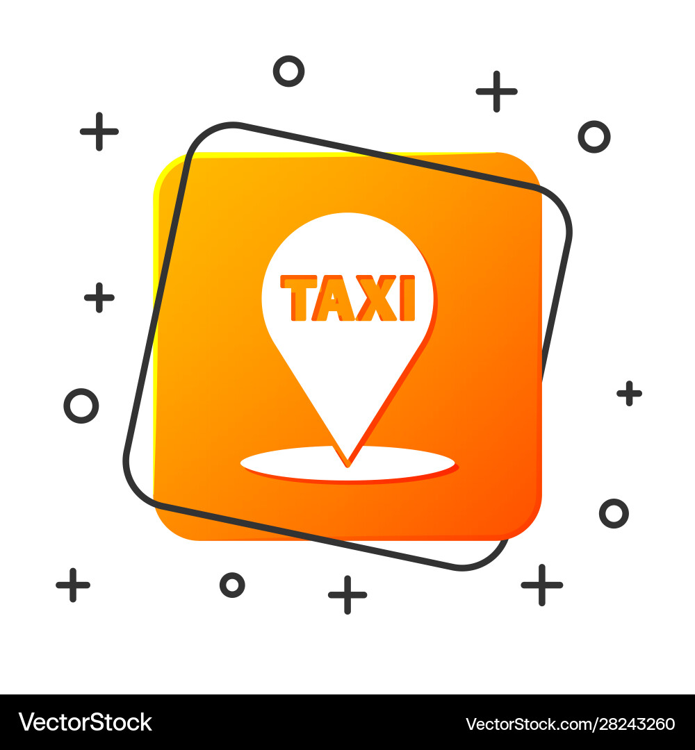 White map pointer with taxi icon isolated on White map pointer with taxi icon isolated on vector image