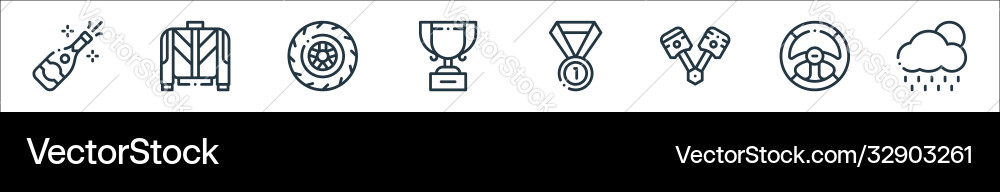 Autoracing line icons linear set quality Autoracing line icons linear set quality vector image