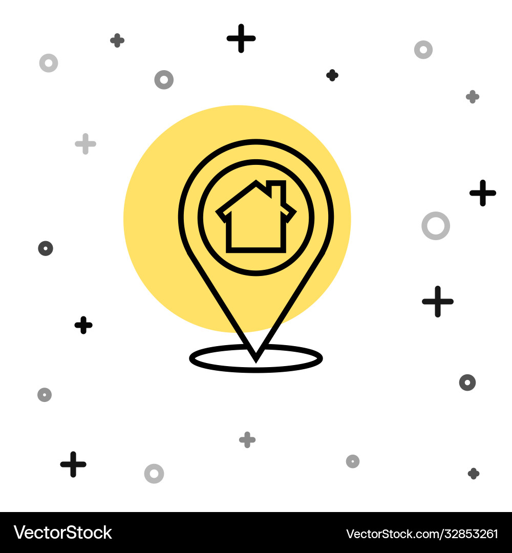 Black line map pointer with house icon isolated Black line map pointer with house icon isolated Vector Image