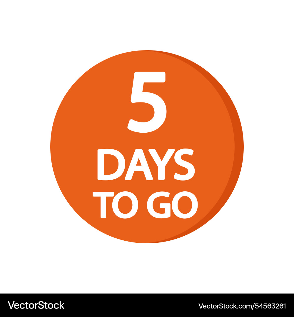 Countdown timer icon bold number five days to go Countdown timer icon bold number five days to go Vector Image