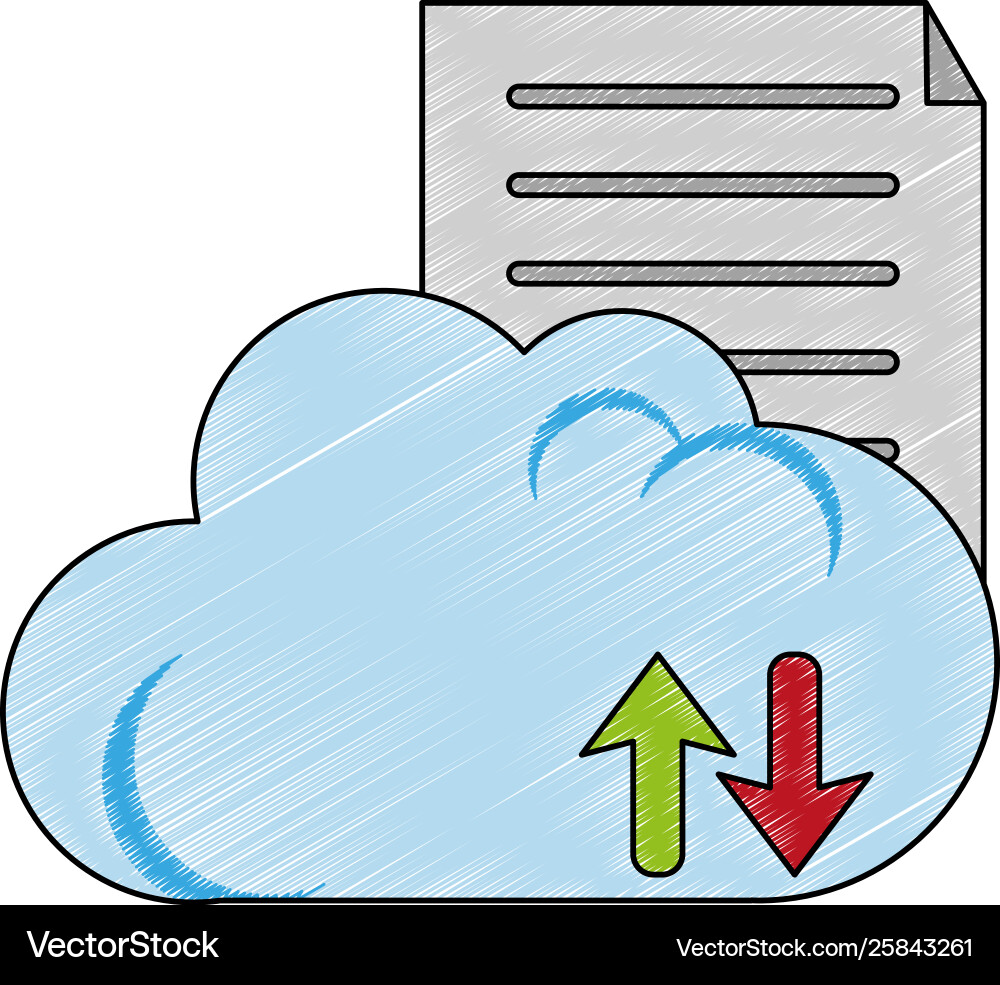 Documents on cloud computing scribble Documents on cloud computing scribble vector image