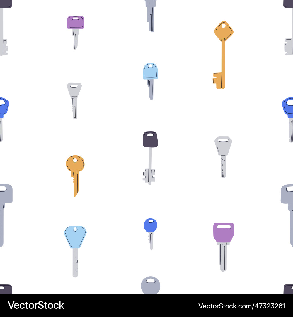 Door keys seamless pattern endless background Vector Image
