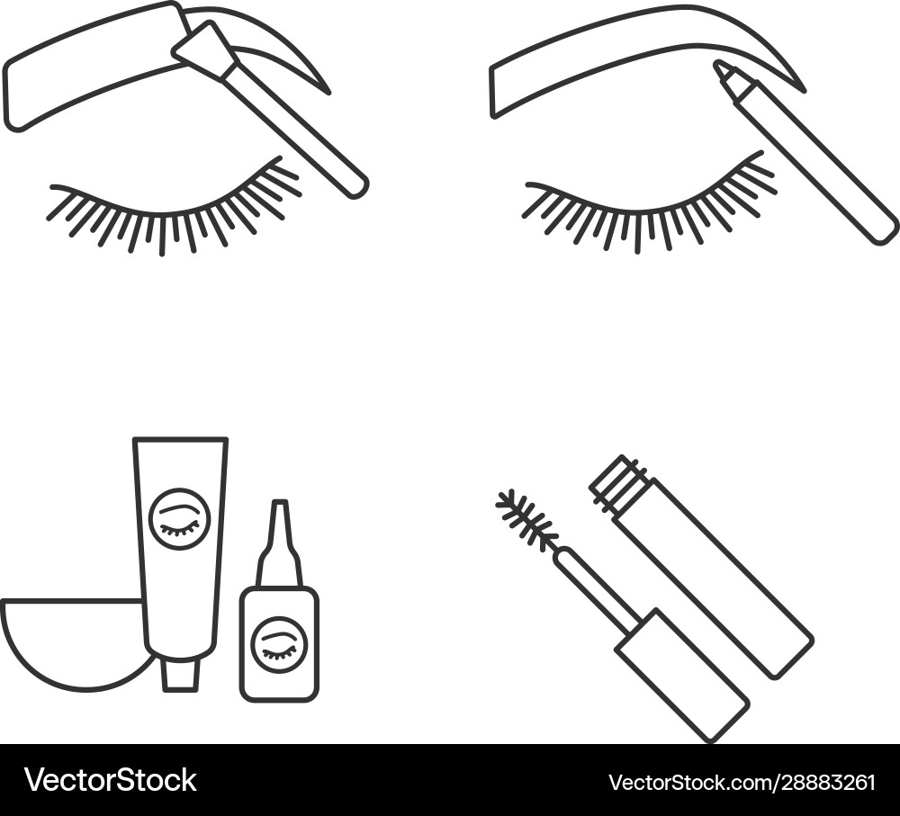 Eyebrows shaping linear icons set Eyebrows shaping linear icons set vector image
