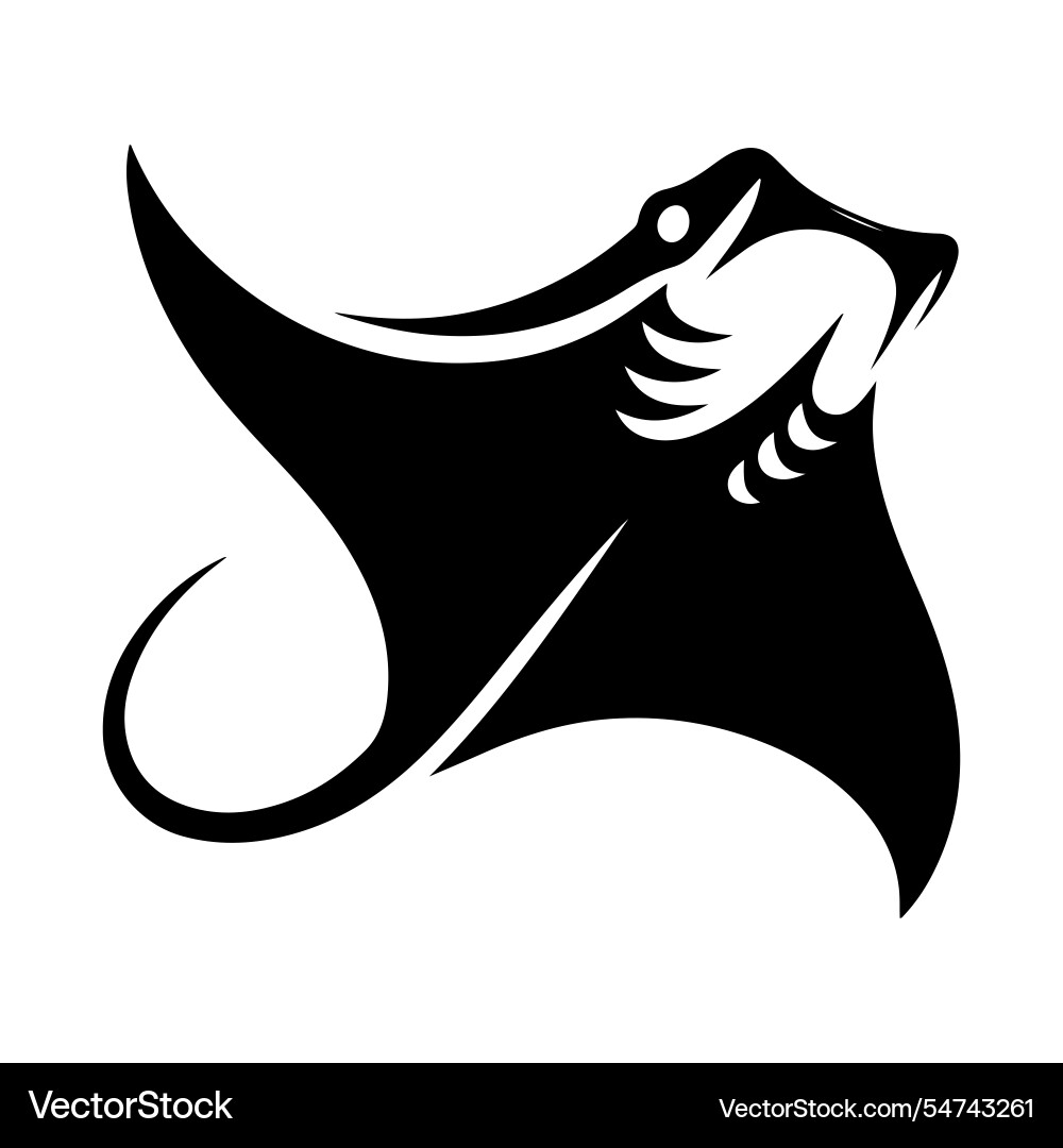 Giant manta ray silhouette high-quality ocean Vector Image