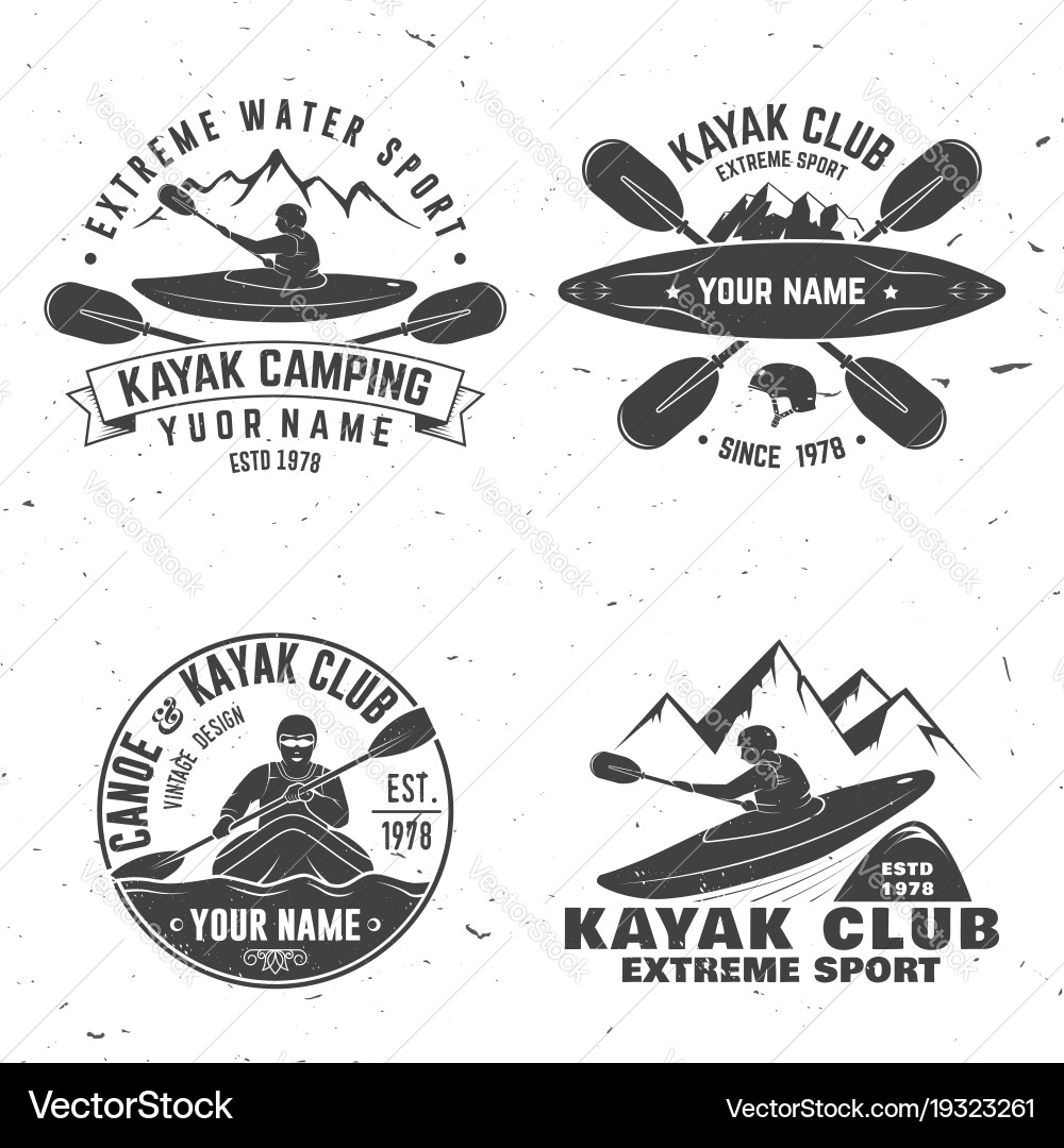 Kayak Club Emblem Set Vector Image