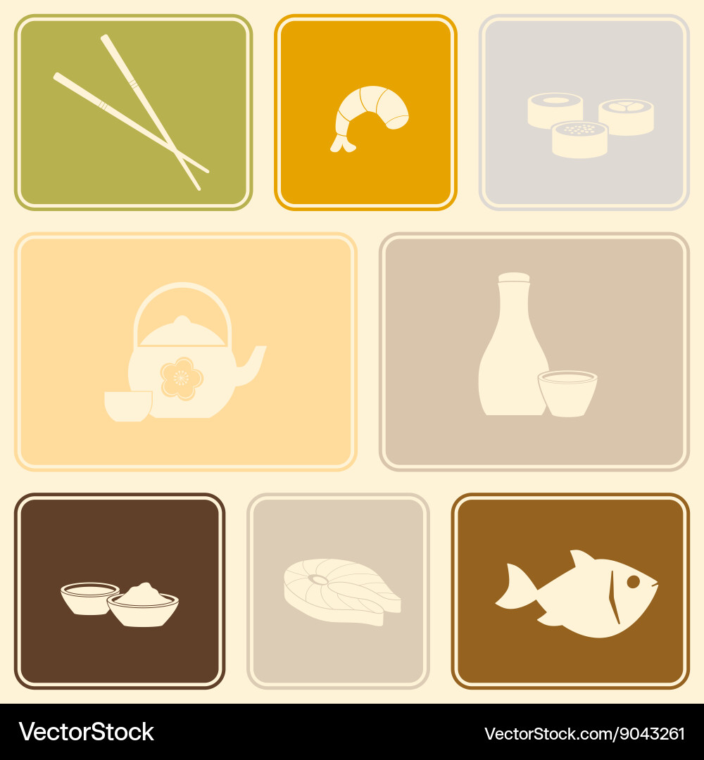 Seamless pattern with sushi and sake icons vector image