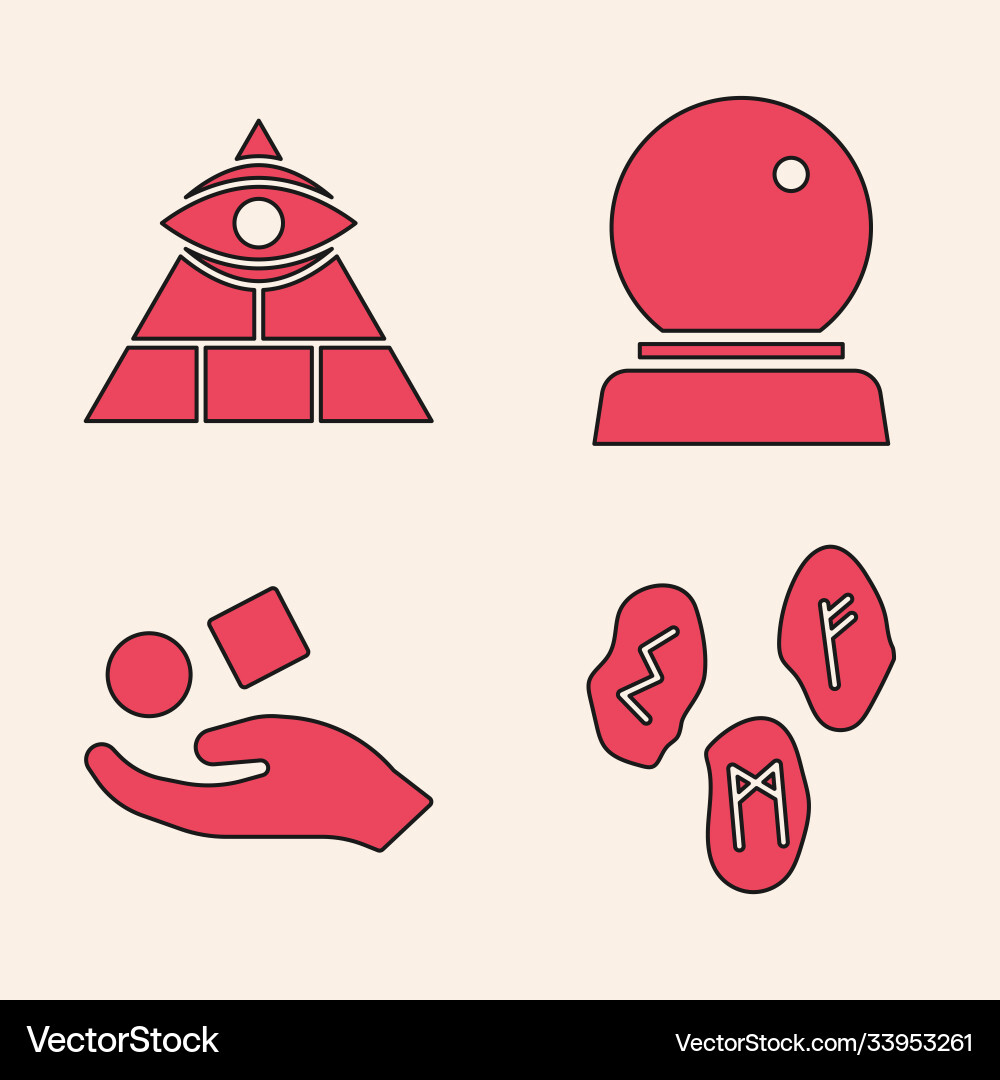 Set magic runes masons ball and cube Set magic runes masons ball and cube Vector Image
