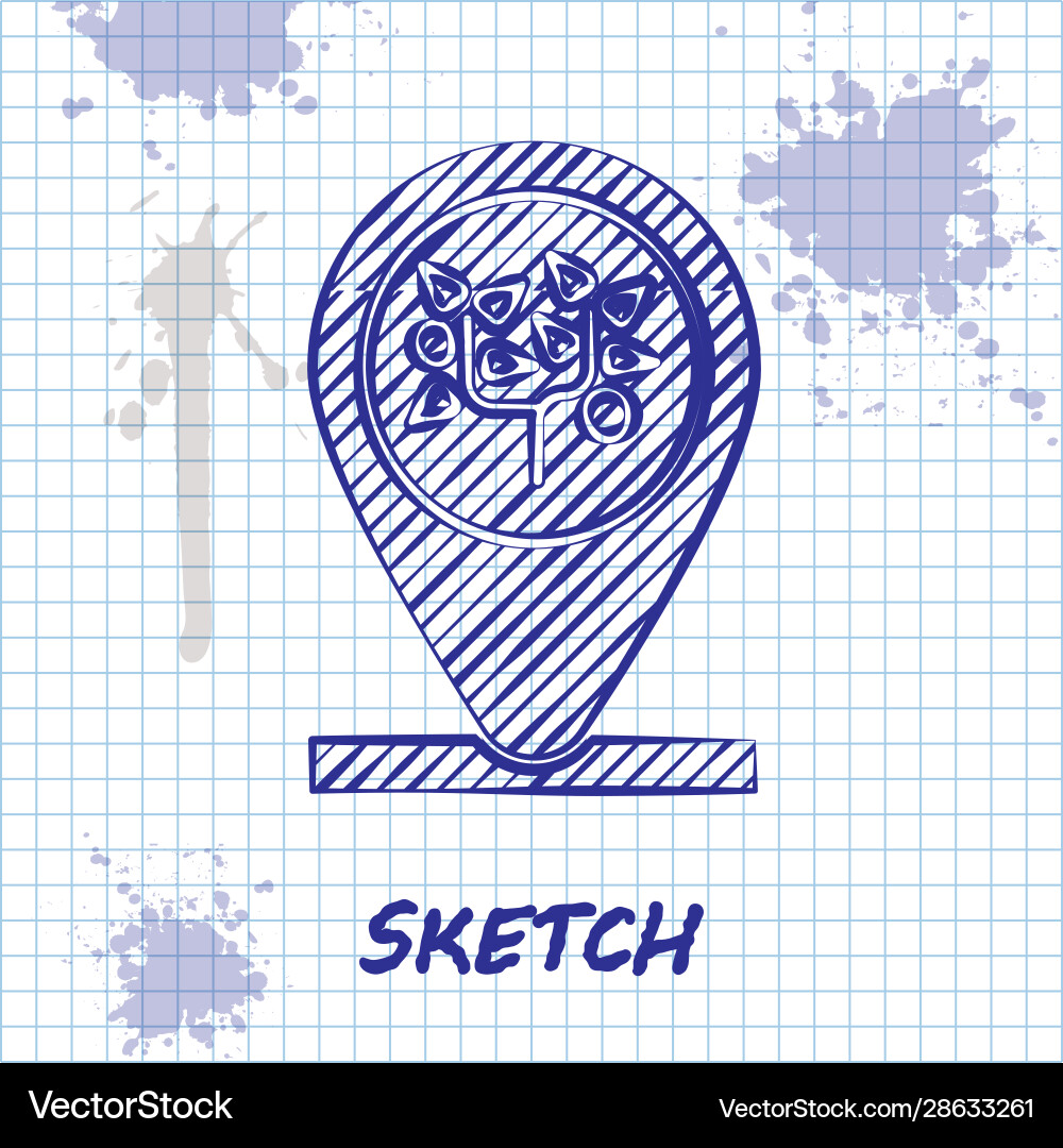 Sketch line location and tree icon isolated Sketch line location and tree icon isolated vector image