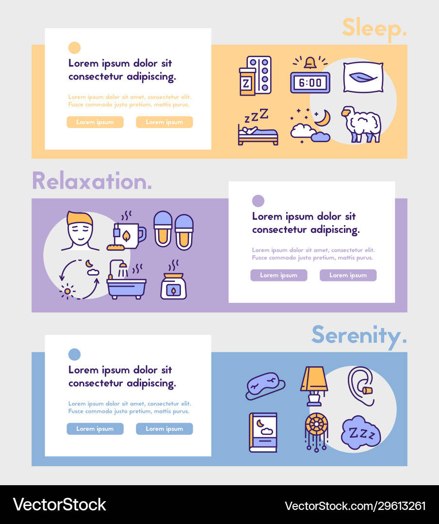 Sleep and insomnia color linear icons set Sleep and insomnia color linear icons set vector image