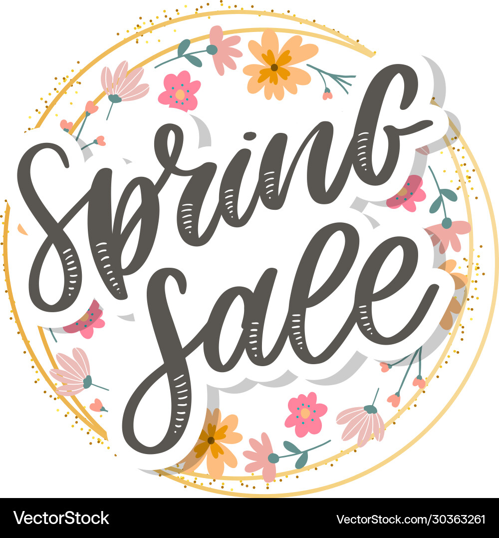 Spring sale word hanging on leaves with strings Spring sale word hanging on leaves with strings vector image