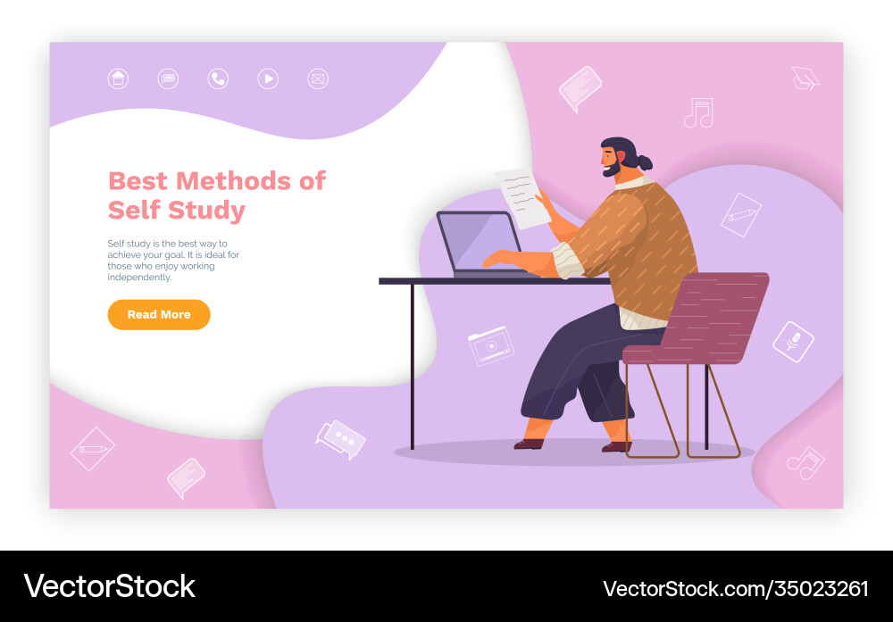 Studying material in internet best methods Vector Image