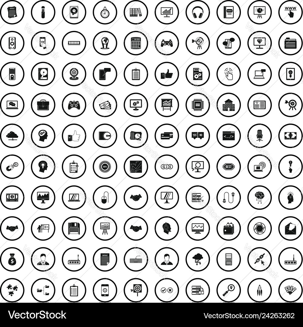 100 web development icons set simple style 100 web development icons set simple style vector image