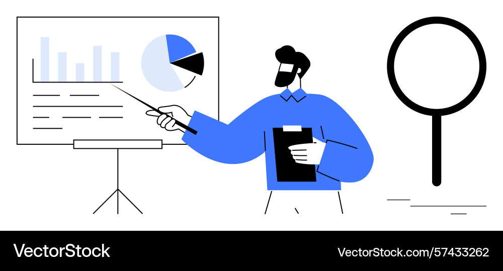 Business presentation with graph and pie chart Business presentation with graph and pie chart vector image