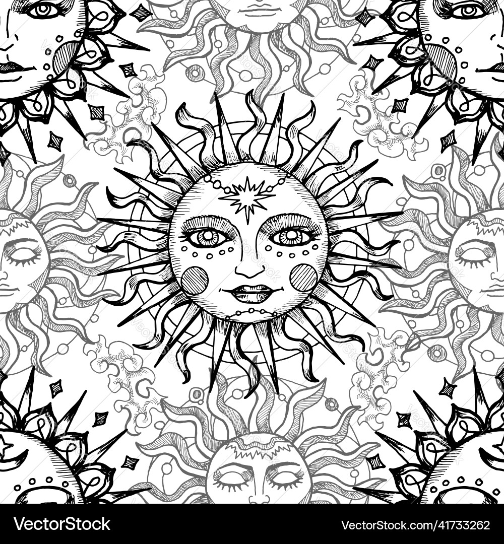 Celestial seamless pattern with fantasy symbols Celestial seamless pattern with fantasy symbols vector image