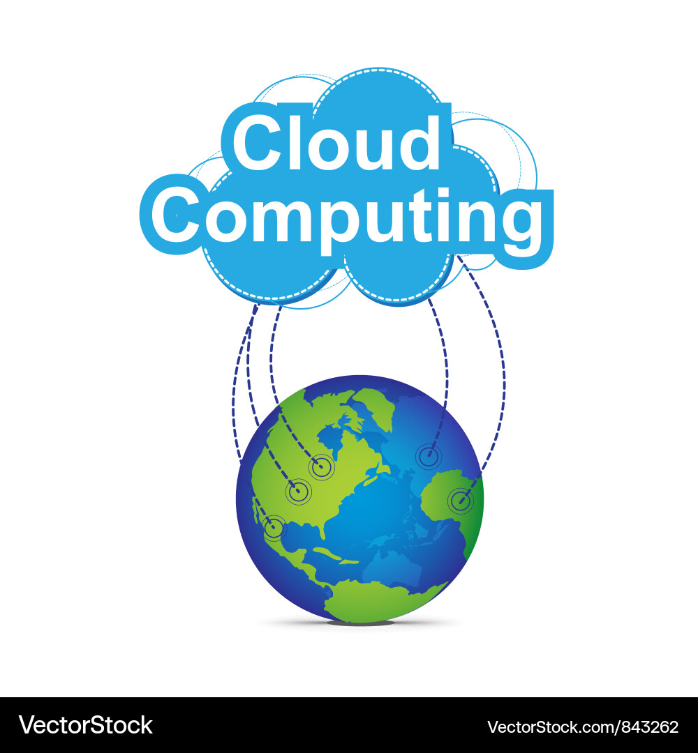 Cloud computing around the world vector image