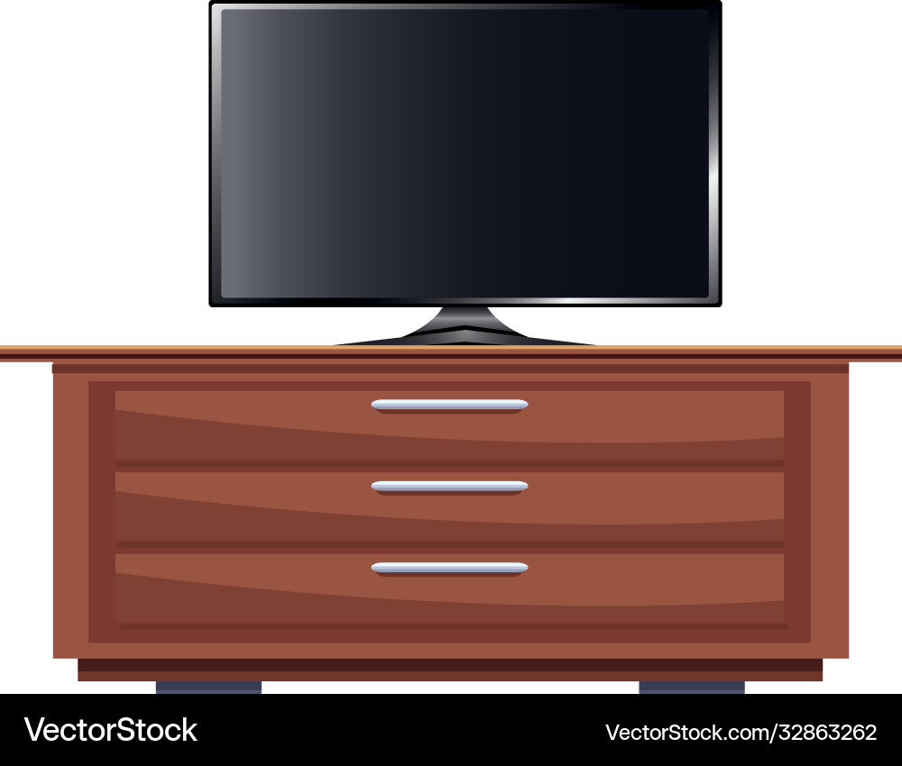 Computer monitor display in drawer wooden Vector Image