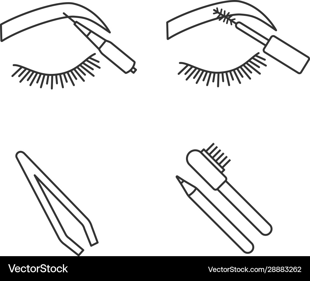 Eyebrows shaping linear icons set Eyebrows shaping linear icons set vector image