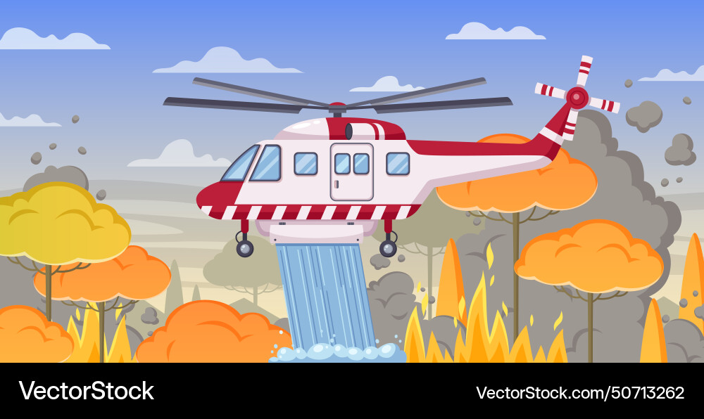 Forest fire fighting composition Royalty Free Vector Image