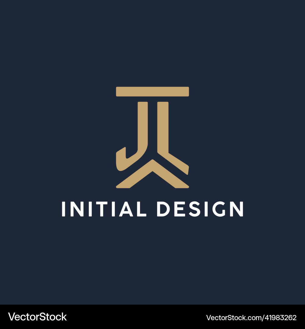 Jl initial monogram logo design in a rectangular Vector Image