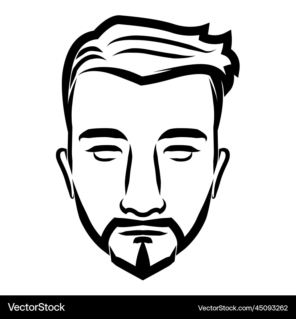 Line art drawing of vintage male face good use Line art drawing of vintage male face good use vector image