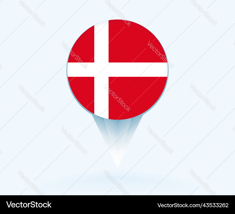 Map pointer with flag of denmark vector image