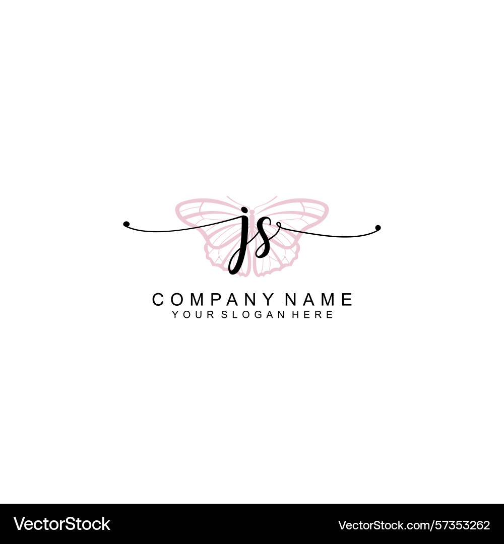 Minimalist handwritten js initial logos with soft Vector Image