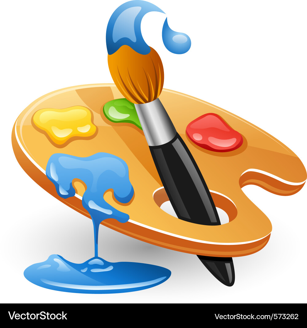 Paint Palette with Brush Royalty Free Vector Image
