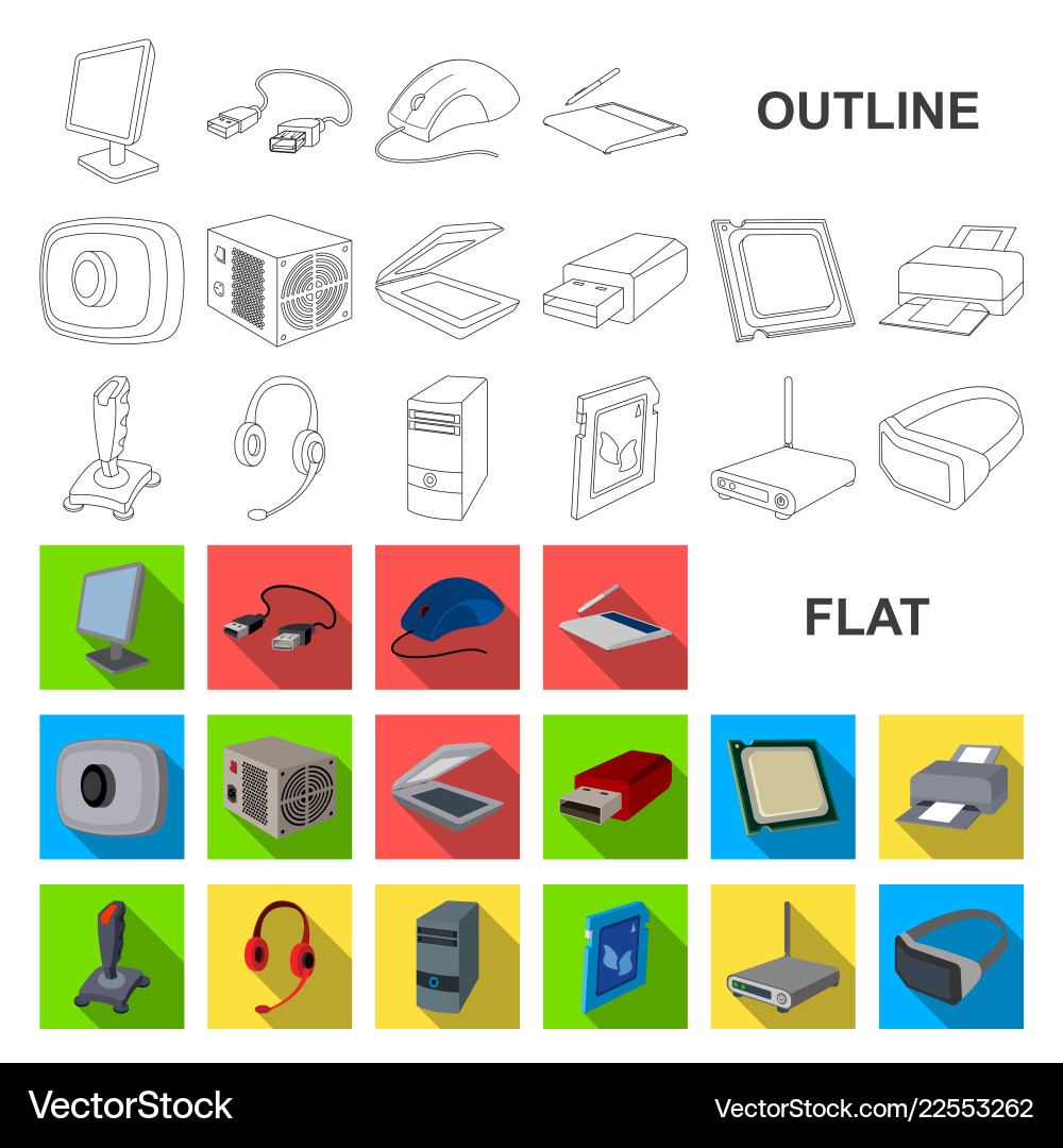 Personal computer flat icons in set collection Personal computer flat icons in set collection vector image