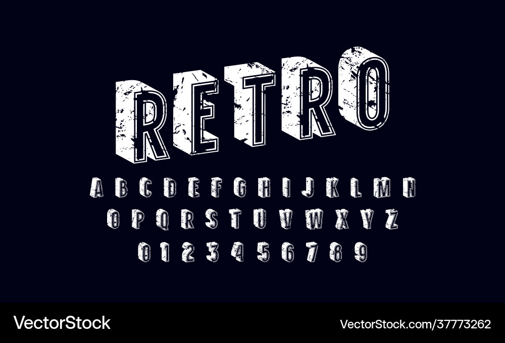 Retro Block Sans Serif Font Vector Image