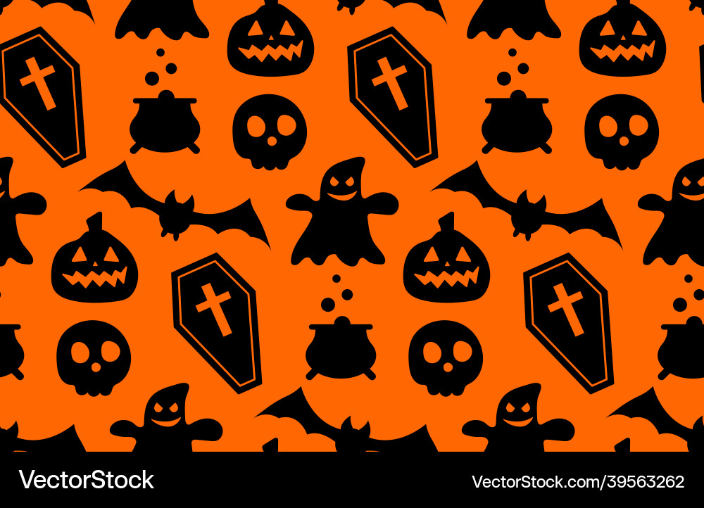 Seamless repeating pattern with halloween symbols Vector Image