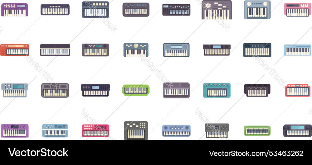 Set of synthesizer icons showing different types Set of synthesizer icons showing different types vector image