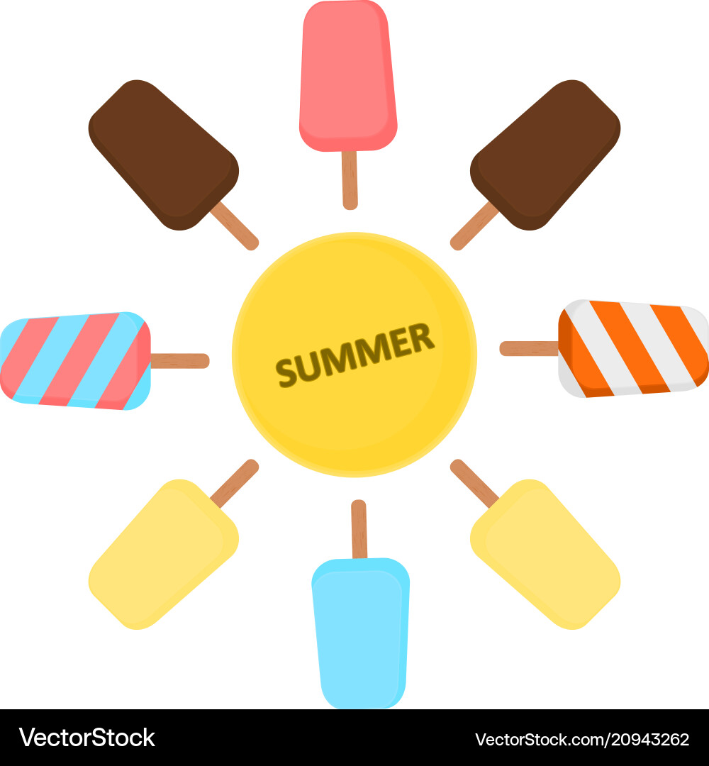 Sun whose rays are in the form of ice cream Vector Image