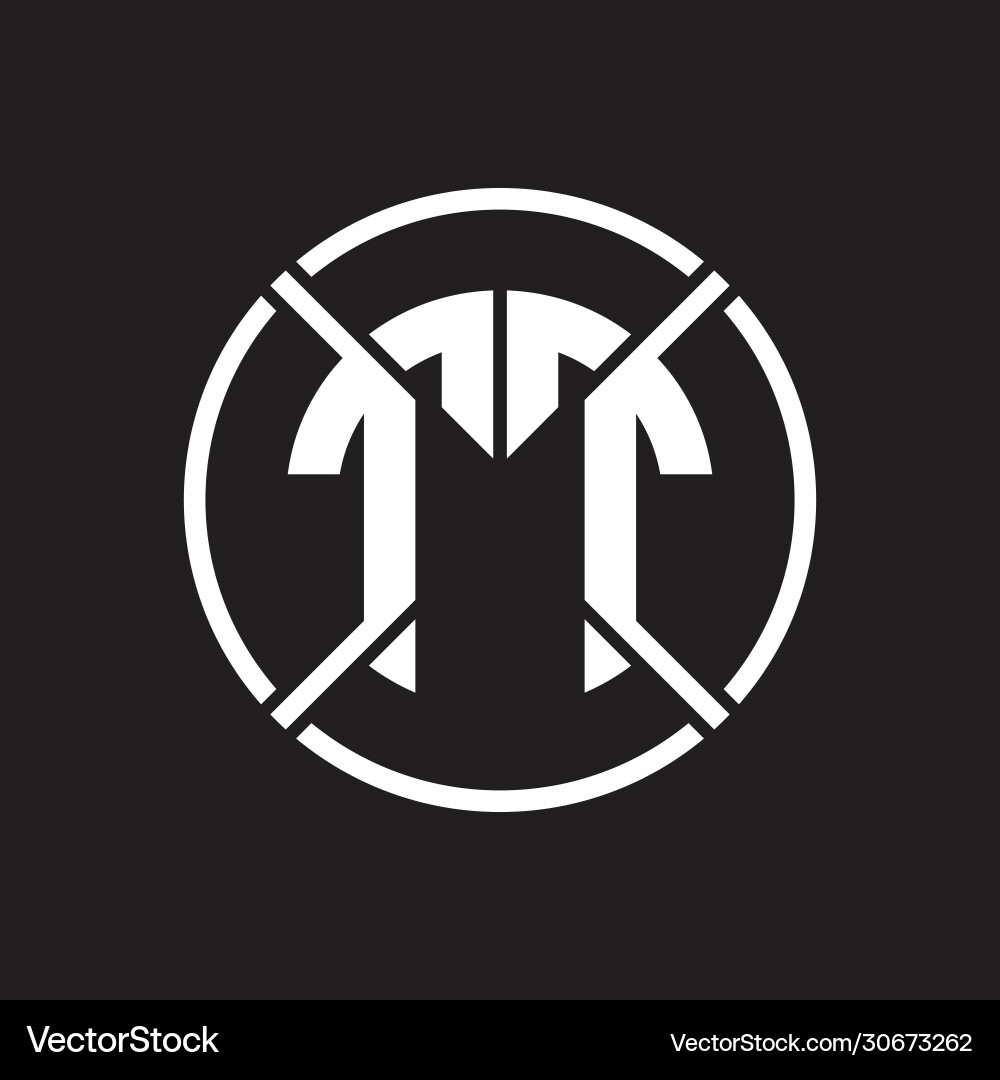 Tt logo monogram with four part circle slash Vector Image