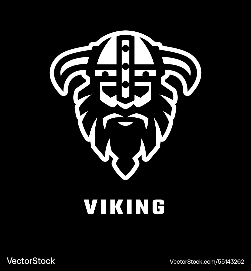 Viking head in helmet logo on a dark background Viking head in helmet logo on a dark background vector image