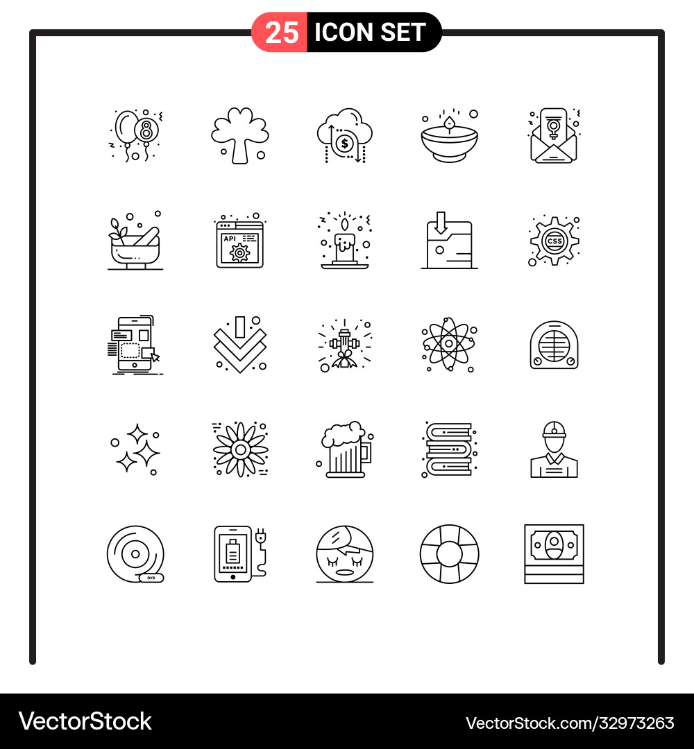 25 universal lines set for web and mobile Vector Image