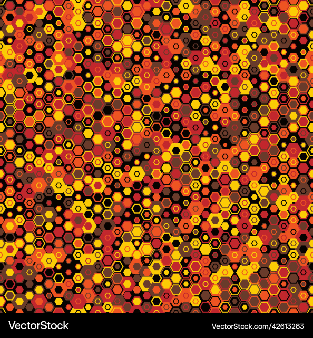 Camouflage seamless pattern with hexagonal endless vector image