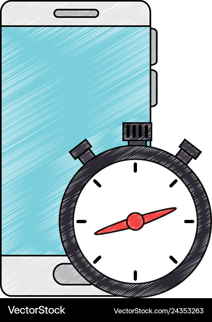 Chronometer timer with smartphone Chronometer timer with smartphone Vector Image