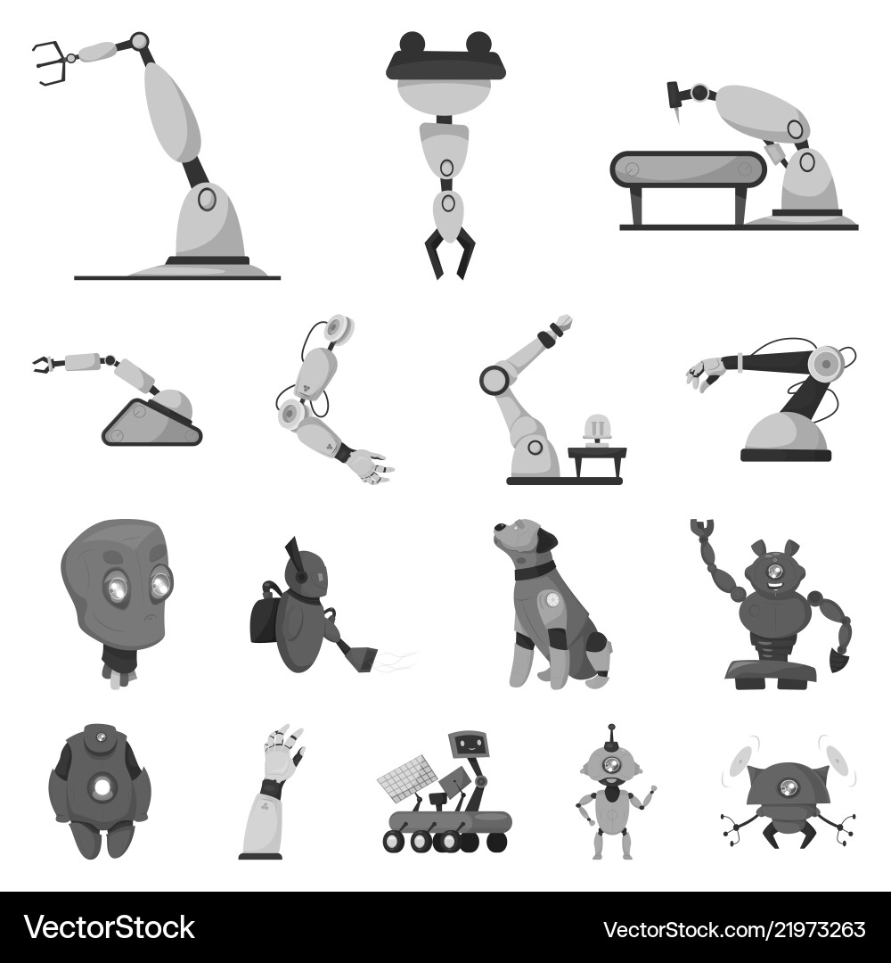 Design of robot and factory symbol set Design of robot and factory symbol set vector image