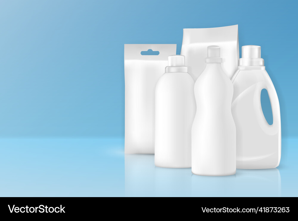 Detergent bottles mockup composition Detergent bottles mockup composition vector image