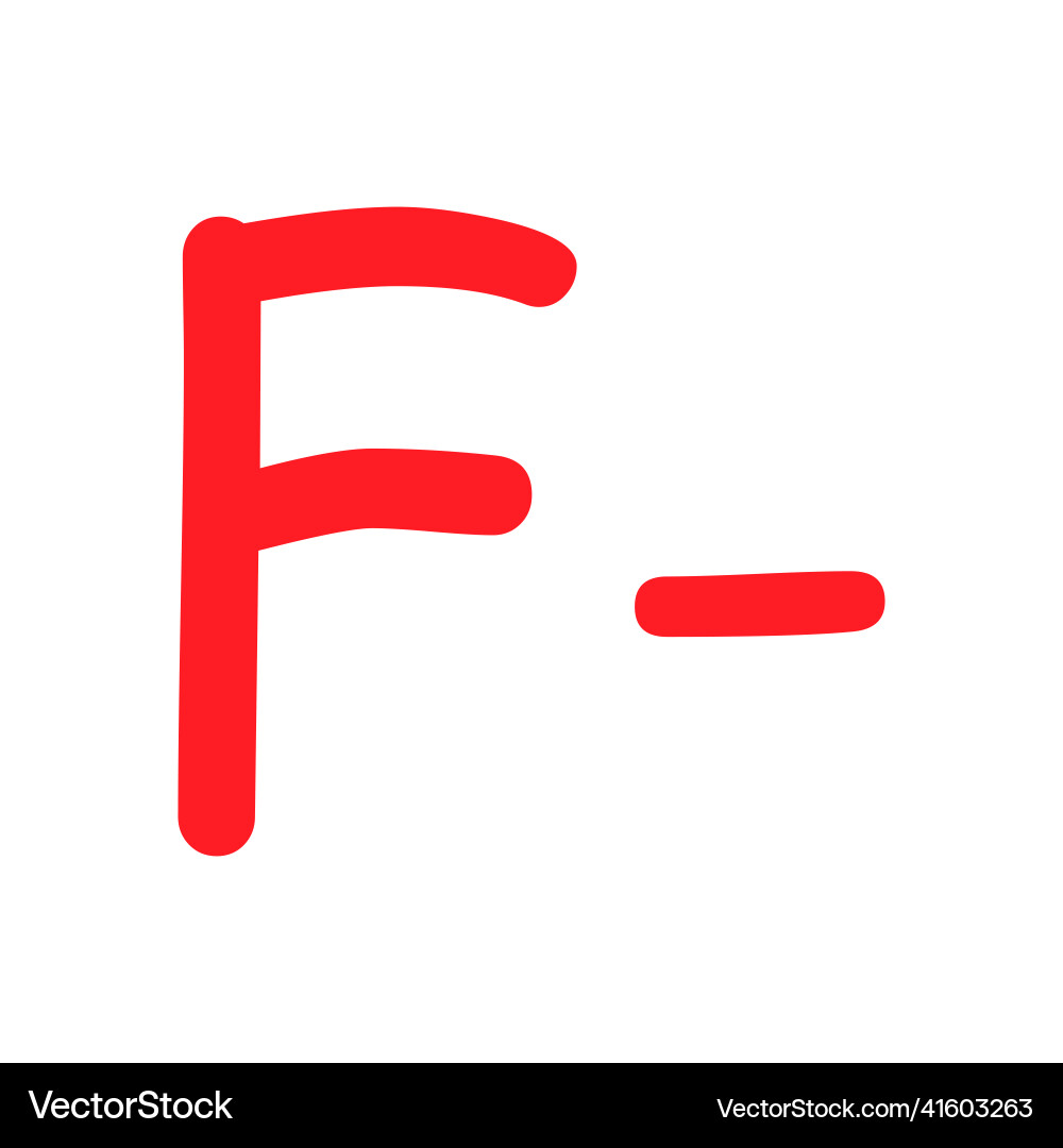 Grad-Ergebnis f minus handgezeichnete Symbol in roter Farbe Grad-Ergebnis f minus handgezeichnete Symbol in roter Farbe vektorbild