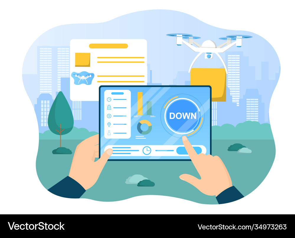 Hands holding tablet with infographics Hands holding tablet with infographics vector image