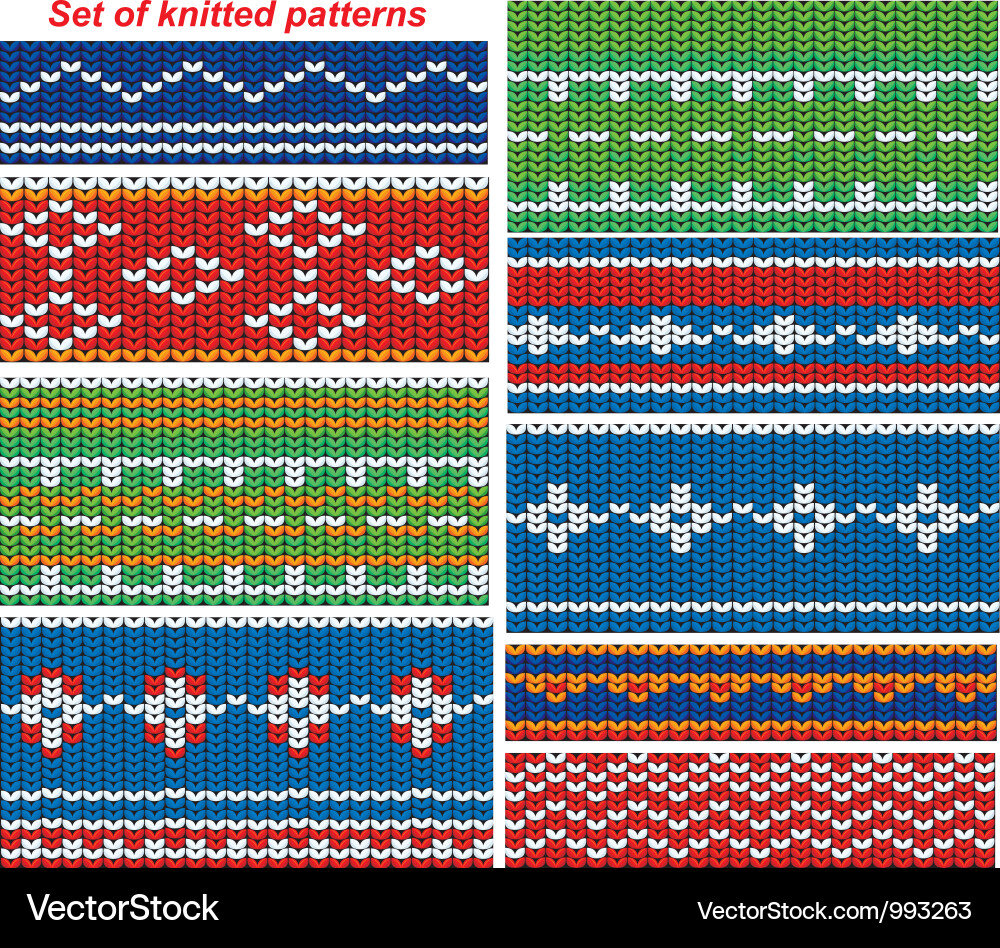 Knitted Ornamental Seamless Patterns Vector Image