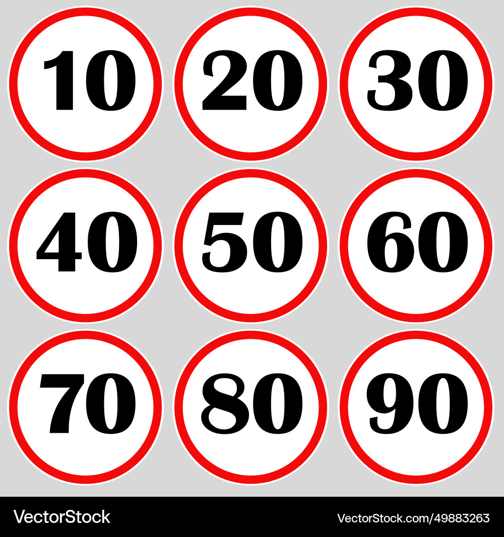 Numeric sign speed limit indicate Numeric sign speed limit indicate Vector Image
