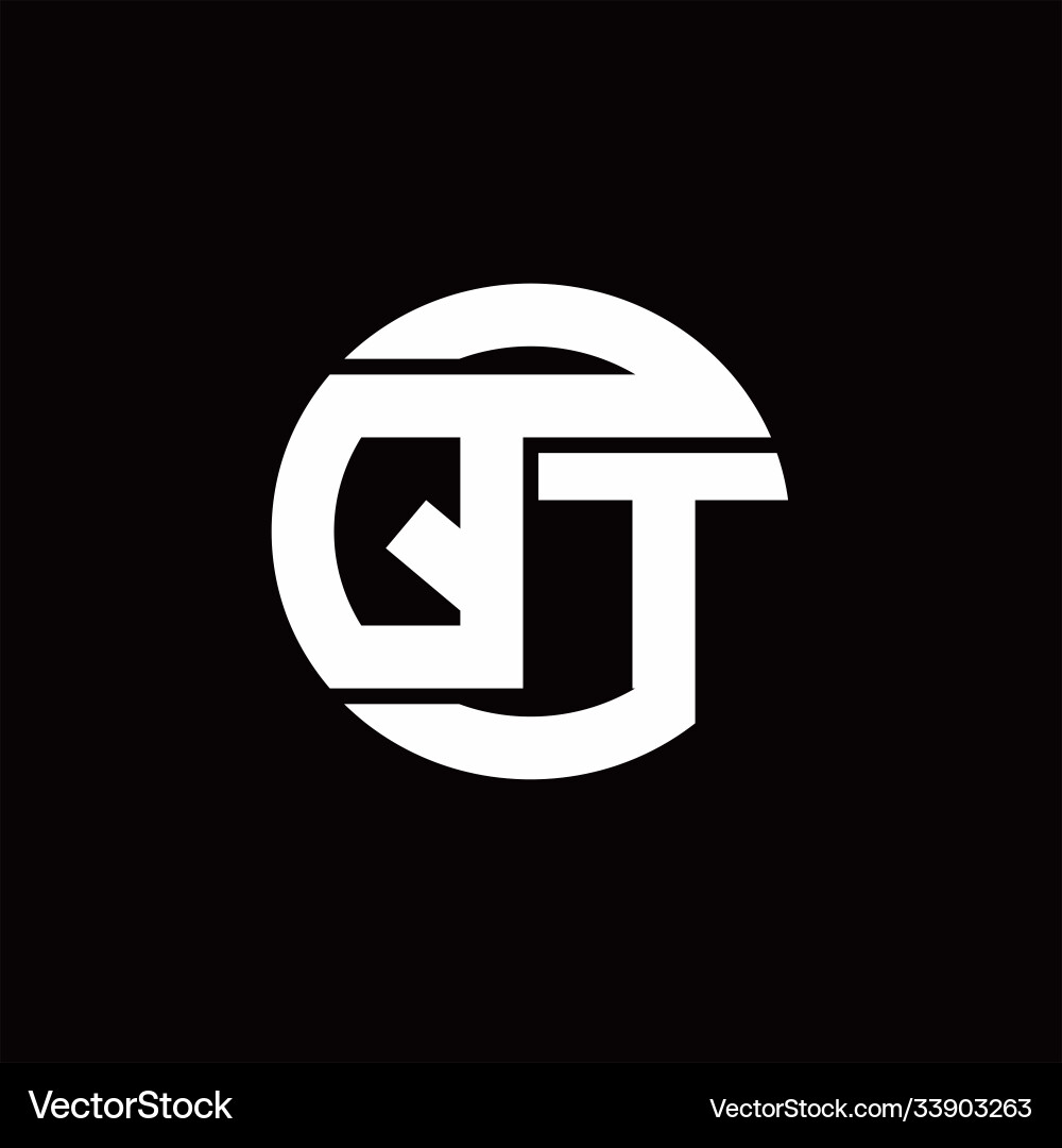 Qt logo monogram with rounded line swipe design Qt logo monogram with rounded line swipe design Vector Image