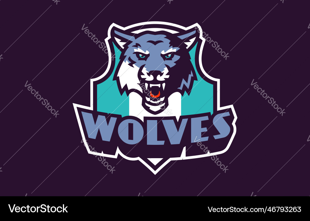 Sports logo with wolf mascot colorful sport Sports logo with wolf mascot colorful sport vector image