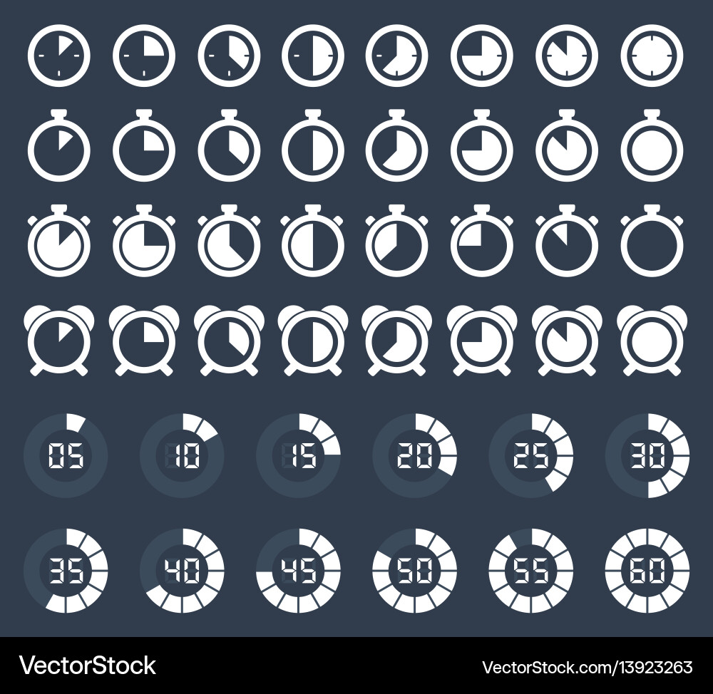 Stopwatch and Timer Icons Set vector image