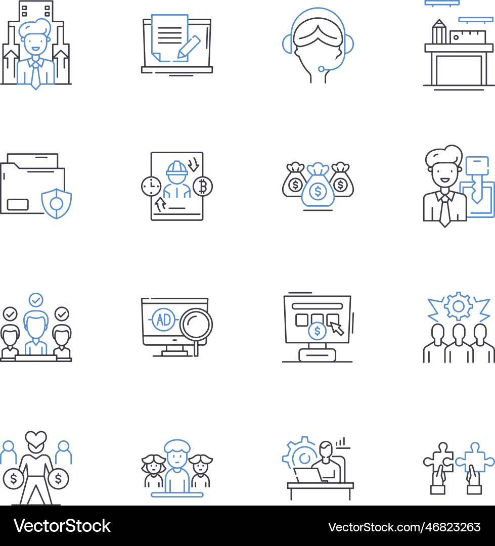 Task execution line icons collection efficiency Task execution line icons collection efficiency Vector Image