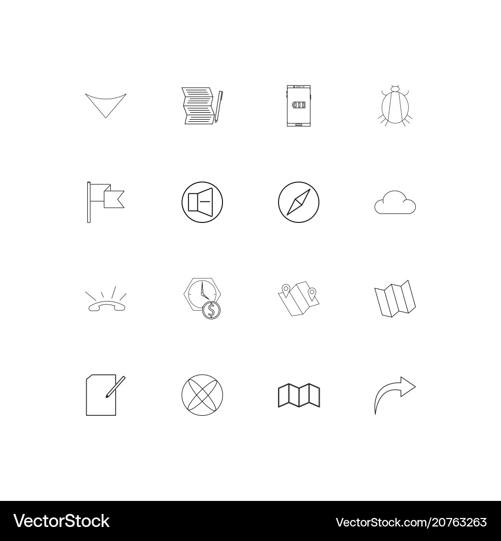 Web applications linear thin icons set outlined Vector Image